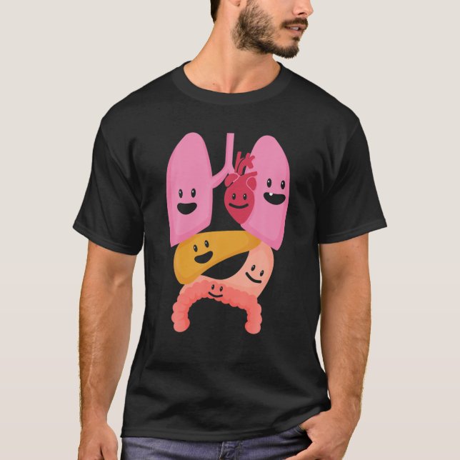 Organstrukturer för mänskliga organ i lungans mäns t shirt (Framsida)