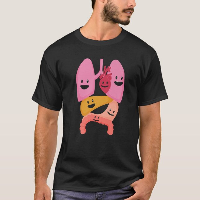 Organstrukturer för mänskliga organ i lungans mäns t shirt (Framsida)