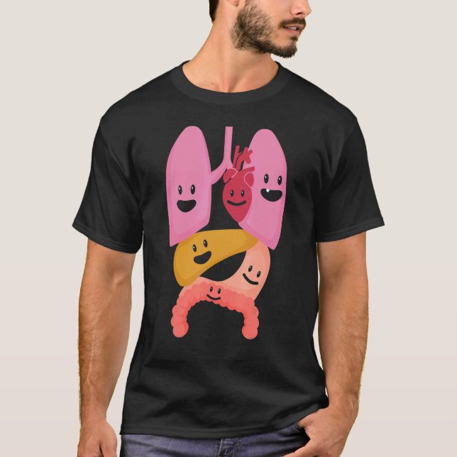 Organstrukturer för mänskliga organ i lungans mäns t shirt (Framsida)