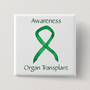 Organtransplantation Grönt Medvetenhet Ribbon Anp Knapp