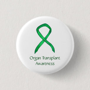Organtransplantation Grönt Medvetenhet Ribbon Anp Knapp