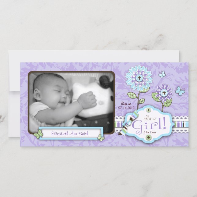 Organza Flowers-fotokort Lav Meddelande (Framsida)