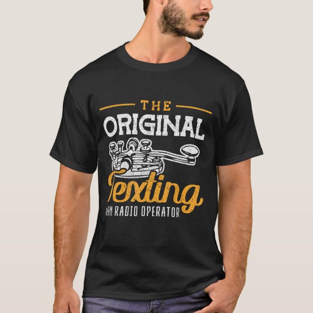 Orginal texting Ham Radio Operator Morse Code T Shirt (Framsida)