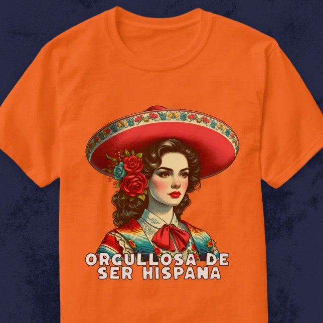 Orgullosa de ser Hispana Spain Retro Mes Patrio T Shirt (Orgullosa de ser Hispana Spanish Retro Mes Patrio T-Shirt)