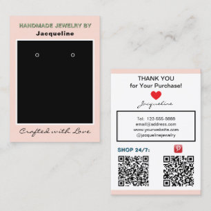 Örhängen i svart med QR-koder för smycken Visitkort