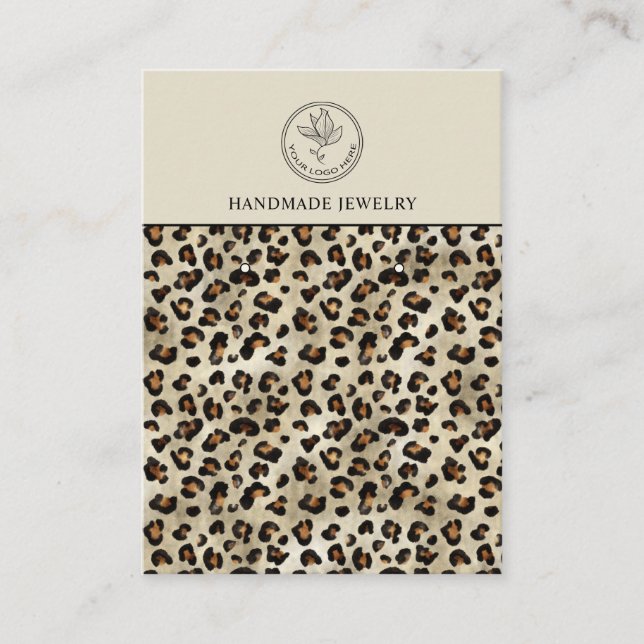 Örhängen med leopardmönster och anpassad logotypdi visitkort (Framsida)