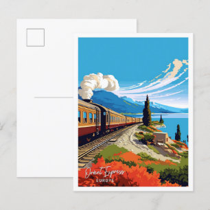Orient Express Europe Travel Vintage illustration Vykort