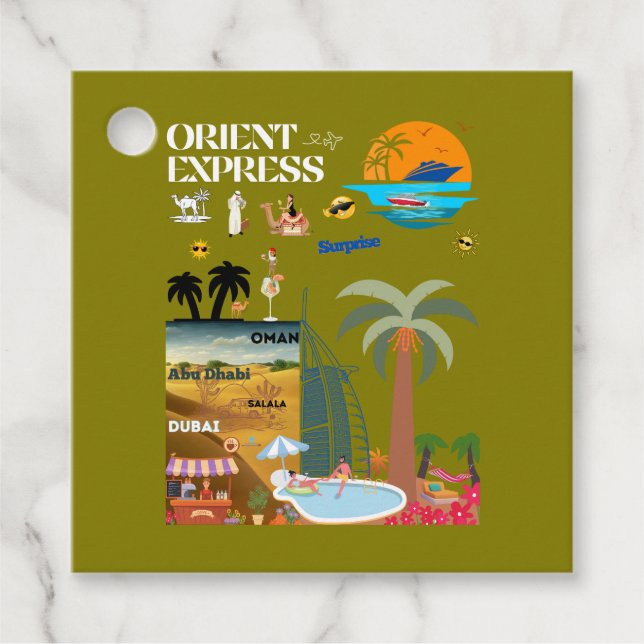 ORIENT EXPRESS  GESCHENKANHÄNGER GÅVOR ETIKETTER (Framsida)