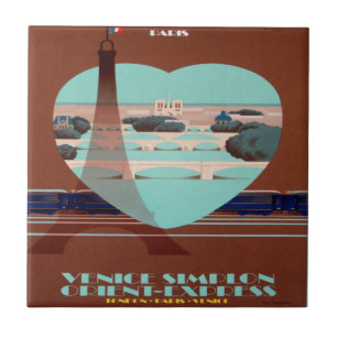Orient Express Paris Poster Kakelplatta