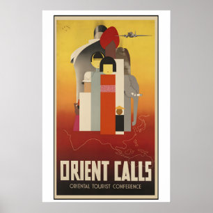 Orient kallar vintage-reseaffisch - inramad poster