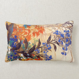 Oriental akvarell livfulla vintage blommor konst lumbarkudde