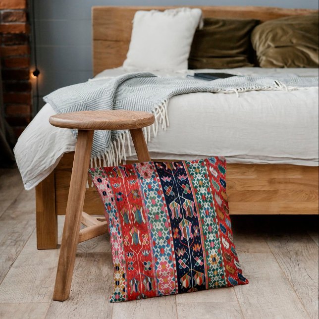 Oriental Anatolian Berry Red Turkkilim Matta Kudde (Skapare uppladdad)