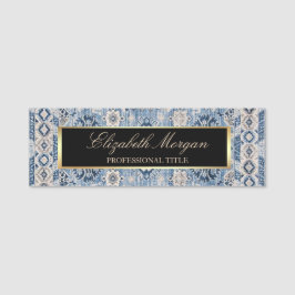 Oriental Antik Blå Kilim Matta Namnbricka
