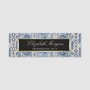 Oriental Antik Blå Kilim Matta Namnbricka