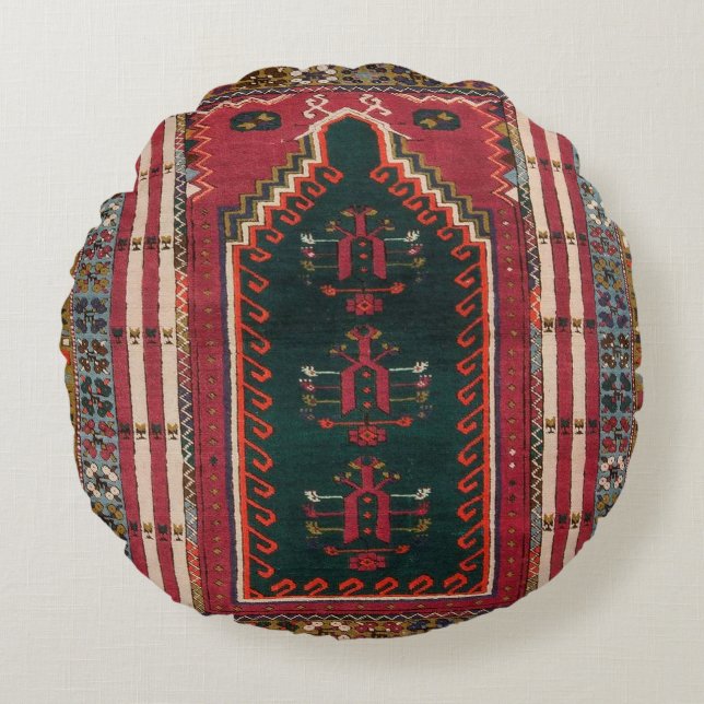 Oriental Antik Kilim Matta   Rund Kudde (Framsidan)