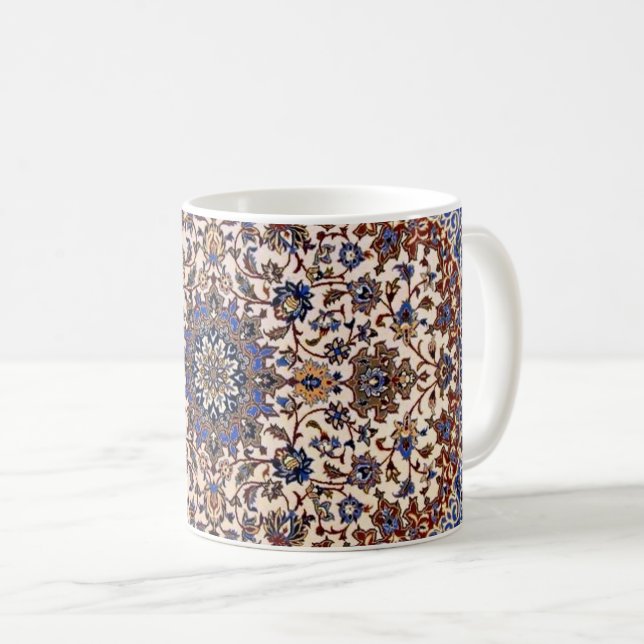 Oriental Antik Persisk Turkisk Blå Matta Kaffemugg (Framsida höger)