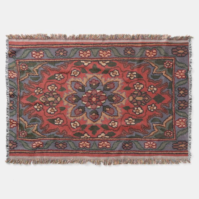 Oriental Antik Persisk Turkisk Blommig Matta Filt (Framsidan)