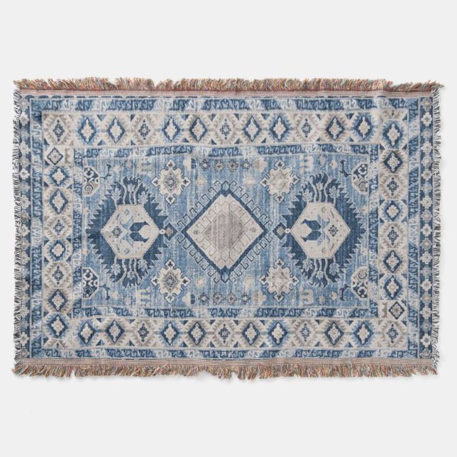 Oriental Antique Blue Kilim Matta Filt (Framsidan)