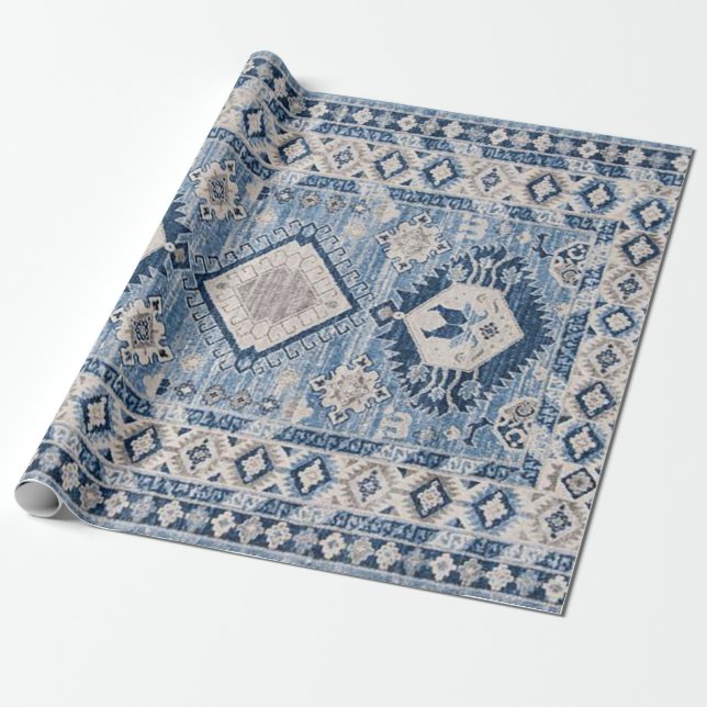 Oriental Antique Blue Kilim Matta Presentpapper (Utrullad)