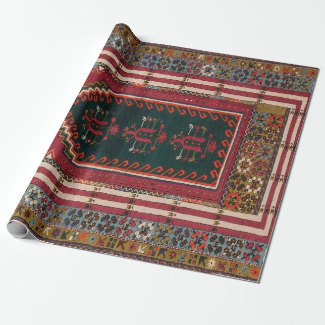 Oriental Antique Kilim Matta Presentpapper (Utrullad)