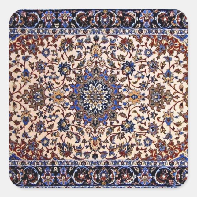 Oriental Antique Persian Blue Matta Fyrkantigt Klistermärke (Framsida)
