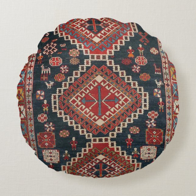 Oriental Antique Persian Turkisk Karbistan Carpet Rund Kudde (Framsidan)