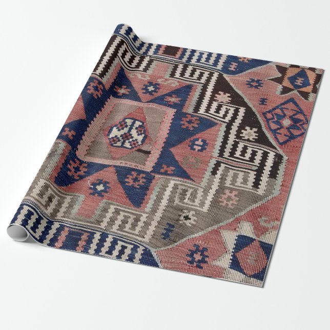 Oriental Antique Red Kilim Matta Presentpapper (Utrullad)