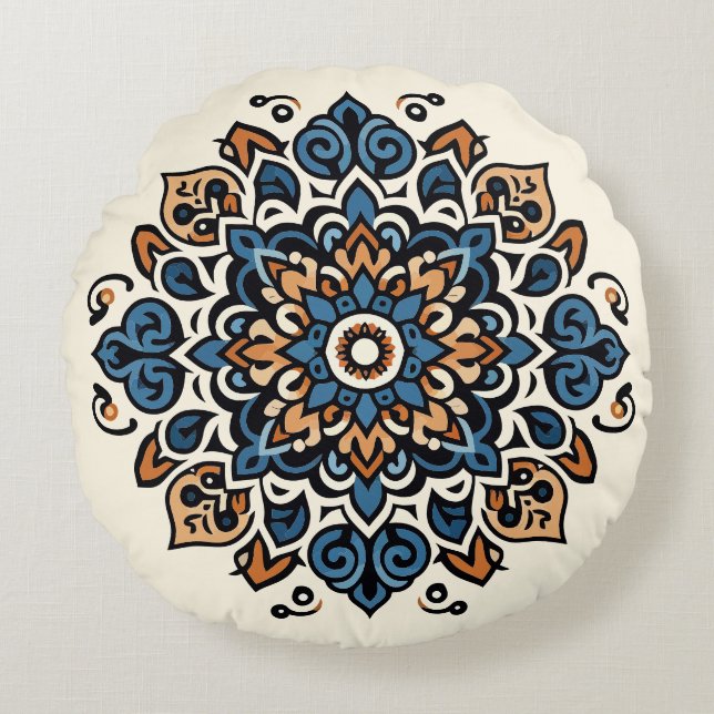 Oriental Arabesque Majestic Motifs Rund Kudde (Framsidan)