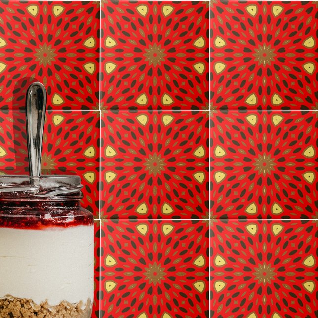 Oriental Arabesque Mosaic Red Geometric Mönster Kakelplatta (Skapare uppladdad)
