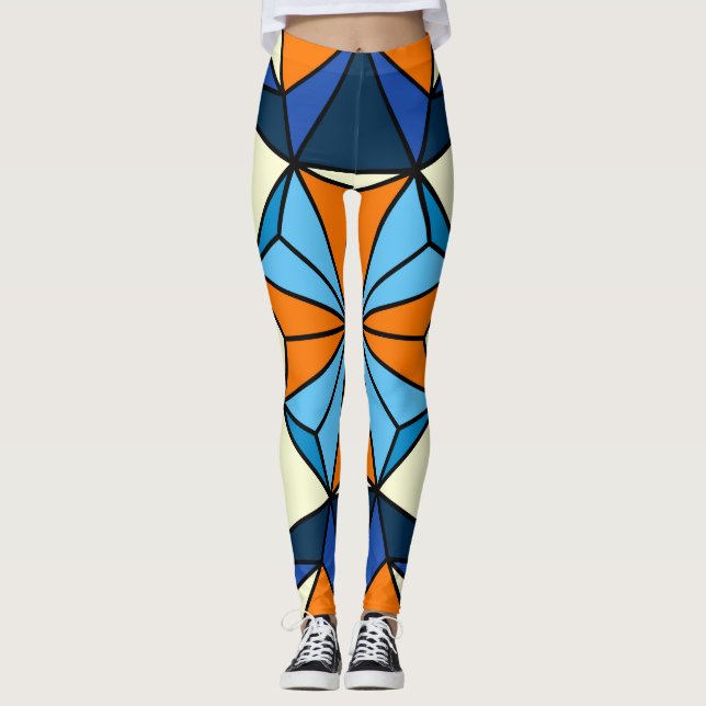 Oriental Arabiska Geometric Seamless Mönster Leggings (Framsida)