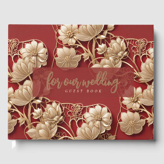 Oriental Art Deco Florals | Custom Wedding Gästböcker