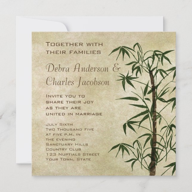 Oriental Bamboo bröllopsinbjudan Inbjudningar (Framsida)
