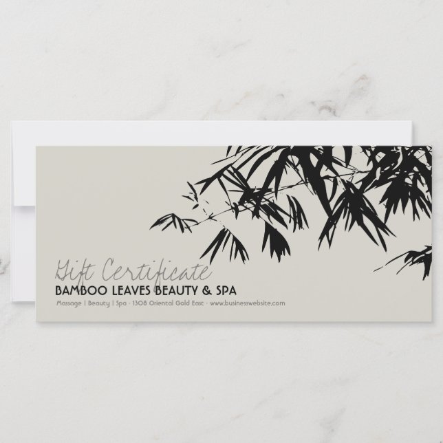 Oriental Bamboo Lövs Zen Spa Gift Certificate (Framsida)