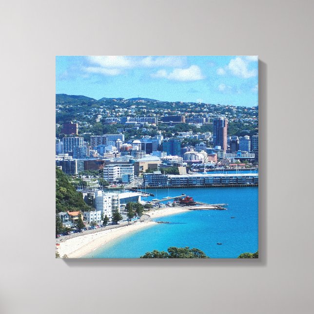 Oriental Bay, Wellington, Nya Zeeland Canvastryck (Framsida)