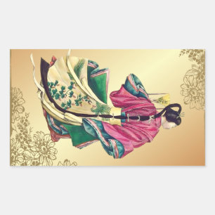 Oriental Beauty Rektangulärt Klistermärke
