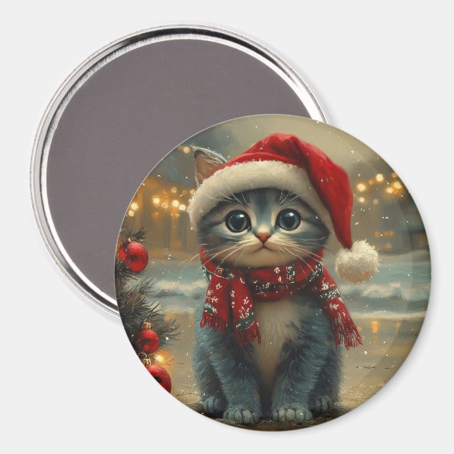 Oriental Blå Katt Jul Vintage Strand Magnet (Front/Back)