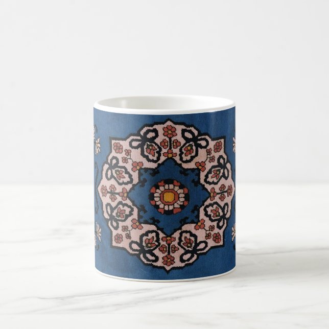 Oriental Blå Persisk Turkisk Mönster Matta Kaffemugg (Center)