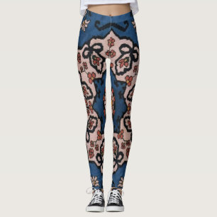 Oriental Blå Turkisk Persisk  Mönster Leggings