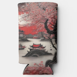 Oriental bläck brush teckning Chinese Village