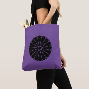 Oriental Black Kiku Chrysanthemum Mon Kamon Art Tygkasse
