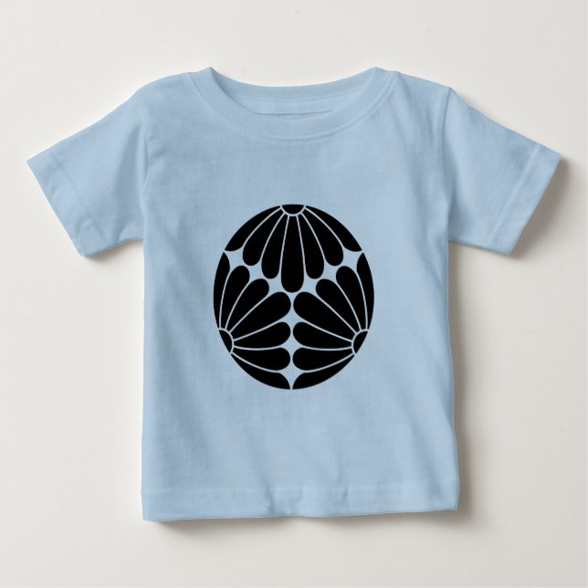 Oriental Black Kiku Chrysanthemum Mon Vector Art T Shirt (Framsida)
