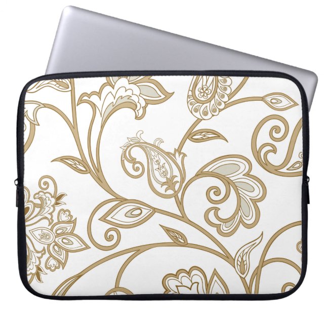 Oriental Blommigt: Flourish Tiled Ethnic. Laptop Fodral (Framsidan)
