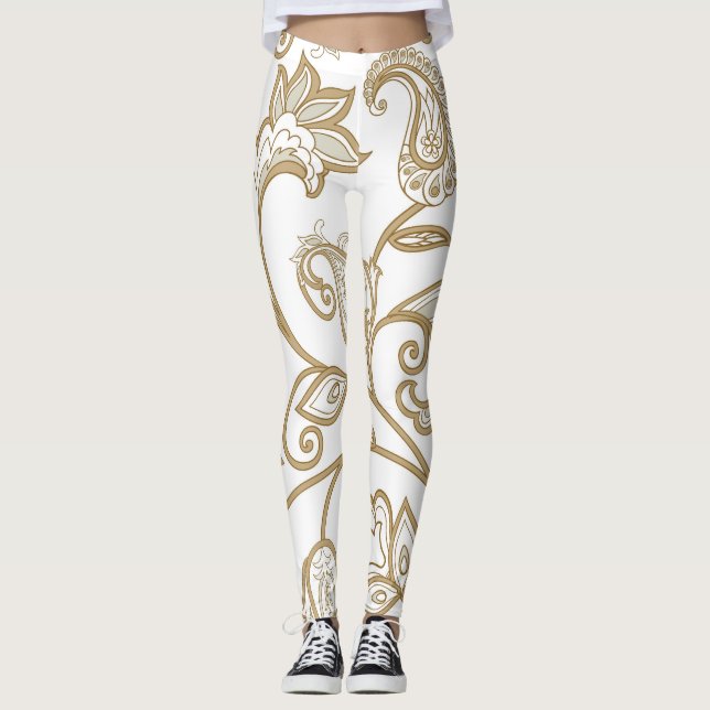Oriental Blommigt: Flourish Tiled Ethnic. Leggings (Framsida)