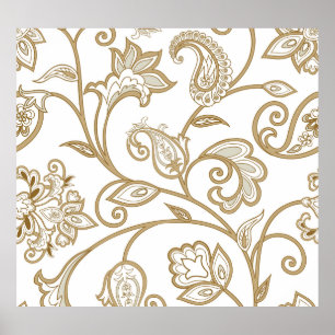 Oriental Blommigt: Flourish Tiled Ethnic. Poster