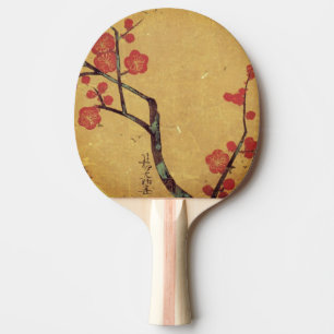 Oriental blommigt hand fläkt vintage pingisracket