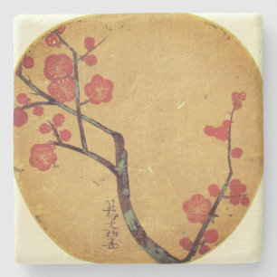 Oriental blommigt hand fläkt vintage stenunderlägg