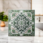 Oriental Blommigt Mosaic Ornament Kakelplatta<br><div class="desc">Oriental Blommigt Mosaic Ornament - gröntens nyanser</div>