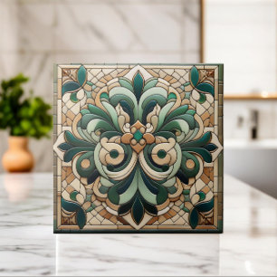 Oriental Blommigt Mosaic Ornament Kakelplatta