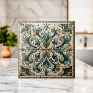 Oriental Blommigt Mosaic Ornament Kakelplatta