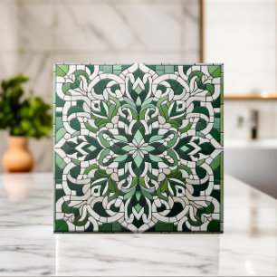 Oriental Blommigt Mosaic Ornament Kakelplatta